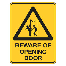 Warning Sign - Beware Of Opening Door - 225x300mm metal
