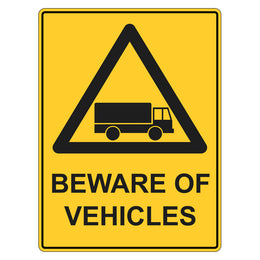 Warning Sign - Beware Of Vehicles - 450x600mm metal