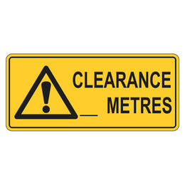 Warning Sign - Clearance __ Metres - 200x450mm metal
