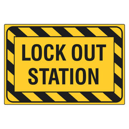 Warning Sign - Lock Out Station - 150x225mm self-adhesive vinyl