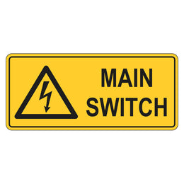 Warning Sign - Main Switch - 200x450mm metal