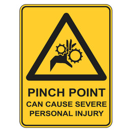Warning Sign - Pinch Point Can Cause Severe Personal Injury - 225x300mm metal