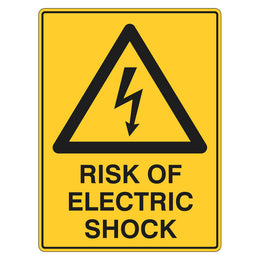 Warning Sign - Risk Of Electric Shock - 100x140mm self-adhesive vinyl