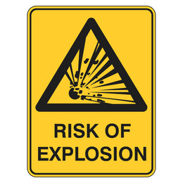 Warning Sign - Risk Of Explosion - 225x300mm metal