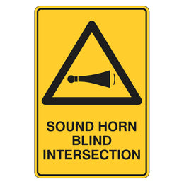 Warning Sign - Sound Horn Blind Intersection - 300x450mm metal