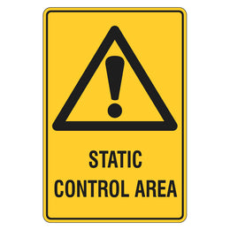Warning Sign - Static Control Area - 300x450mm polypropylene
