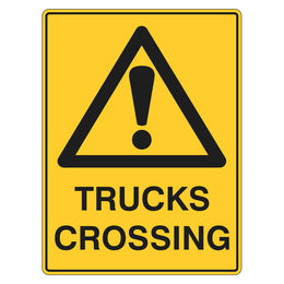 Warning Sign - Trucks Crossing - 450x600mm metal