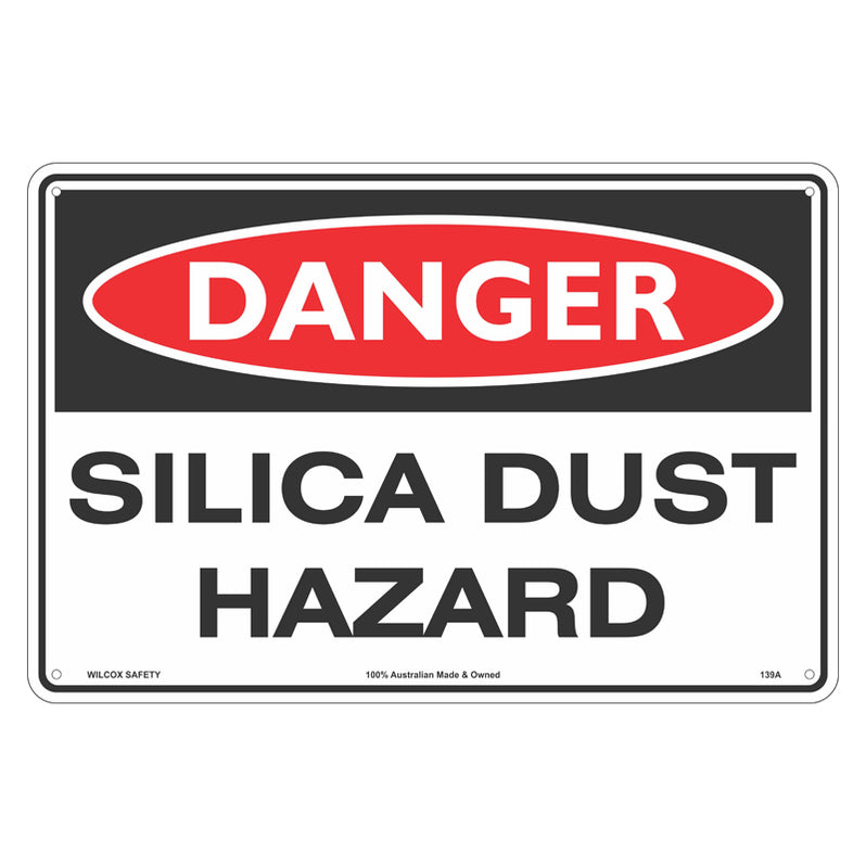 Danger Sign - Silica Dust Hazard | 450x600mm Metal | AS1319 Safety ...