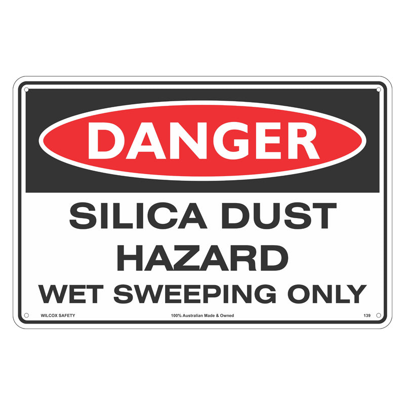 Danger Sign - Silica Dust Wet Sweeping Only | 450x600mm Metal Safety ...