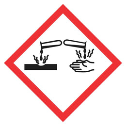 Hazchem GHS Sign - Corrosive - 100x100mm self-adhesive vinyl