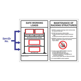 Safe Work Loads - Maintenance of Racking Structure Sign - 830x600mm corflute