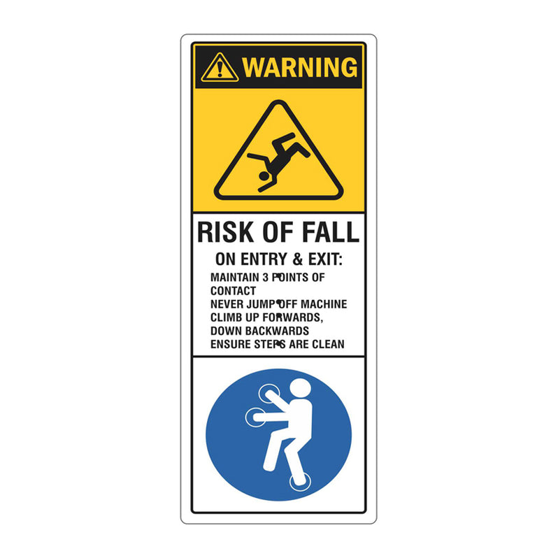 Warning Sign - Risk Of Fall | Vinyl 60x150mm | AS1319 Safety Signage ...