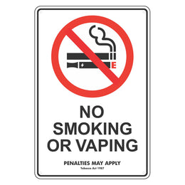 Prohibition Sign - No Smoking Or Vaping On This Premises - 300x450mm metal