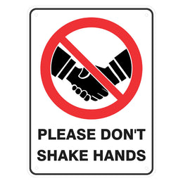 Prohibition Sign - Please Don't Shake Hands - 450x600mm metal