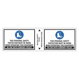Appliance Tags - Footwear Protection Must Be Worn - 130x40mm self-adhesive vinyl
