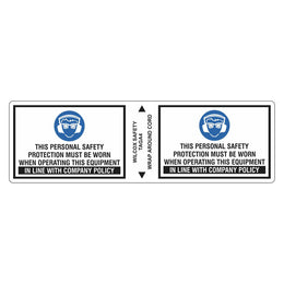 Appliance Tags - Personal Safety Protection Must Be Worn - 130x40mm self-adhesive vinyl