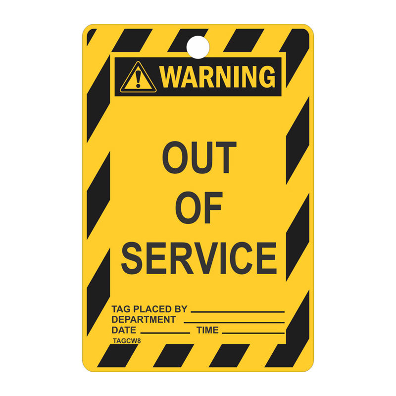 Warning Tags - Out Of Service 100x150mm Cardboard Single Use Pack of ...