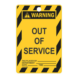Warning Tags - Out Of Service - 100x150mm Cardboard (Single Use)