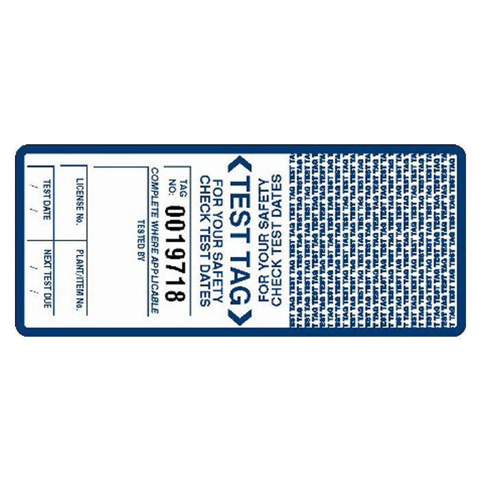 Test Tag Blue Self Laminating Test Tags With Security Flap - Blue 98x42mm Pack ...