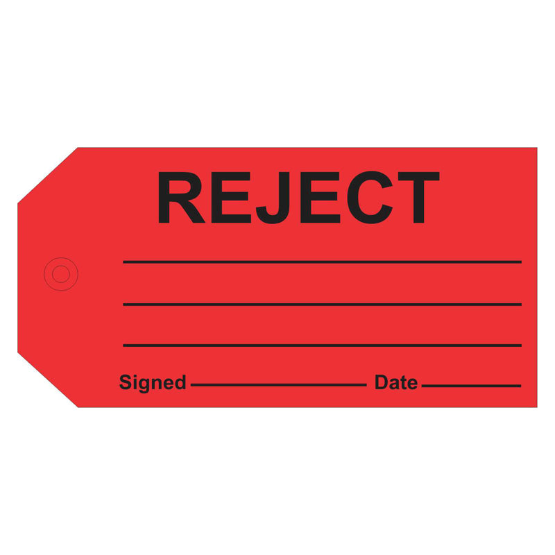 Reject Material Tag System Quality Control Tags - Reject – Safetysigns.com.au